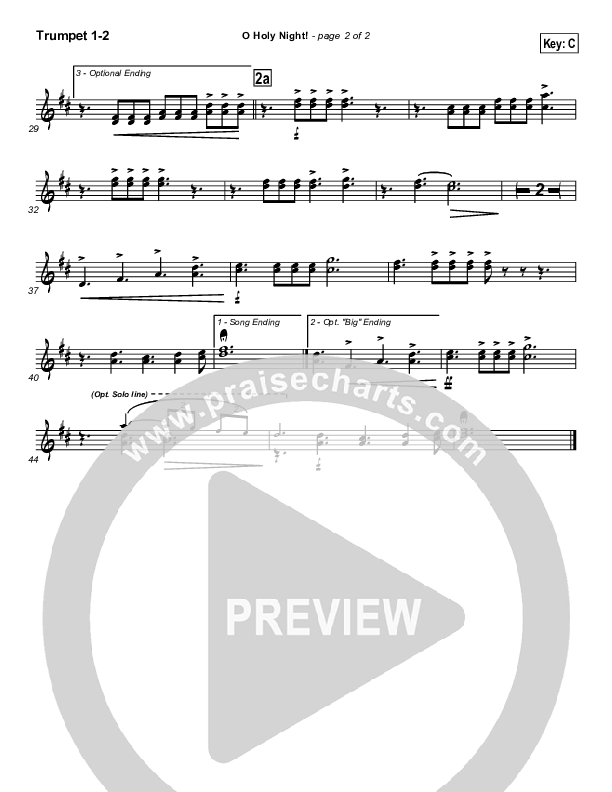 O Holy Night Trumpet 1,2 (Traditional Carol / PraiseCharts)