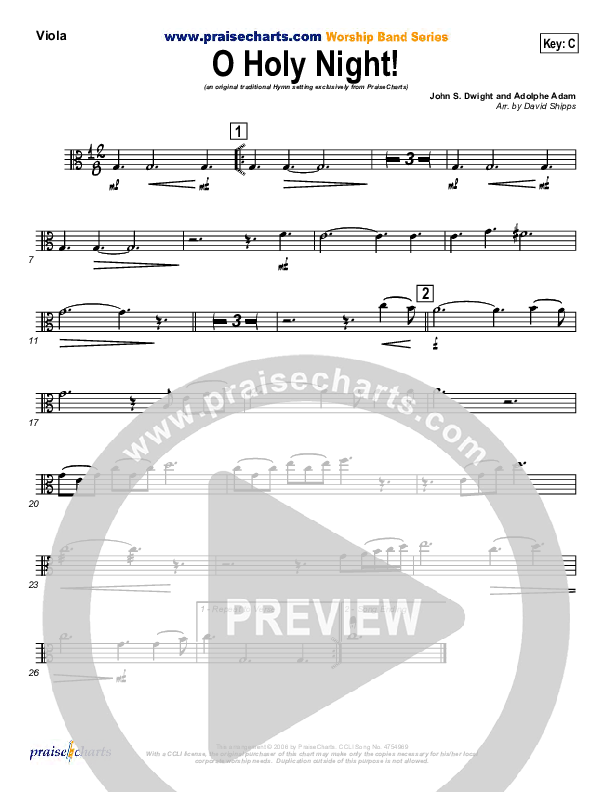 O Holy Night Viola (Traditional Carol / PraiseCharts)