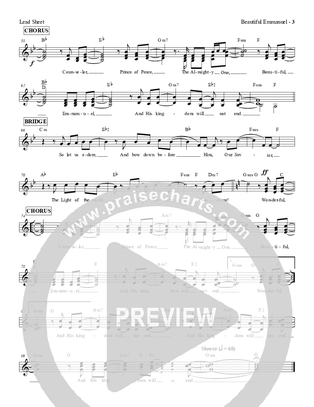 Beautiful Emmanuel Lead Sheet (Red Tie Music)