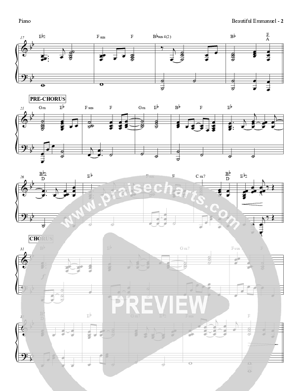 Beautiful Emmanuel Piano Sheet (Red Tie Music)