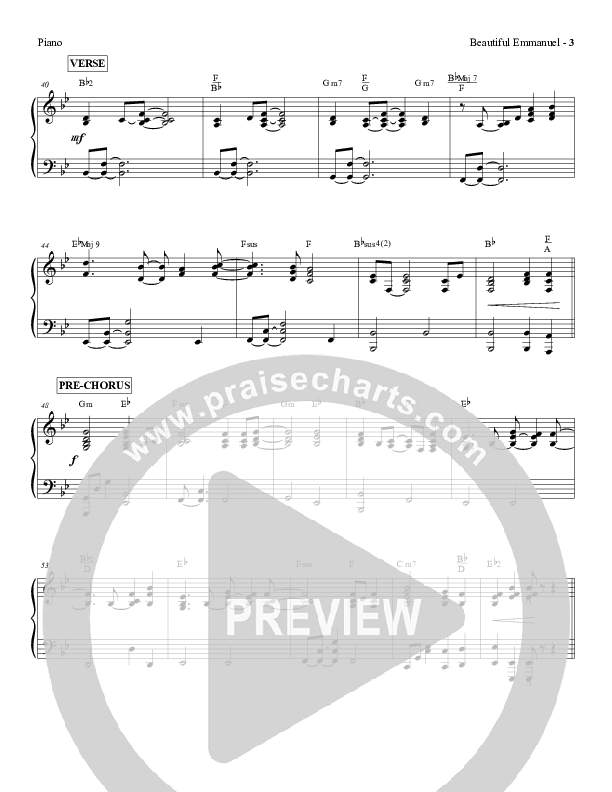 Beautiful Emmanuel Piano Sheet (Red Tie Music)