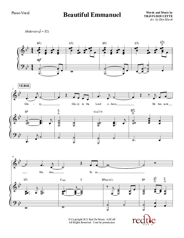 Beautiful Emmanuel Piano/Vocal (Red Tie Music)