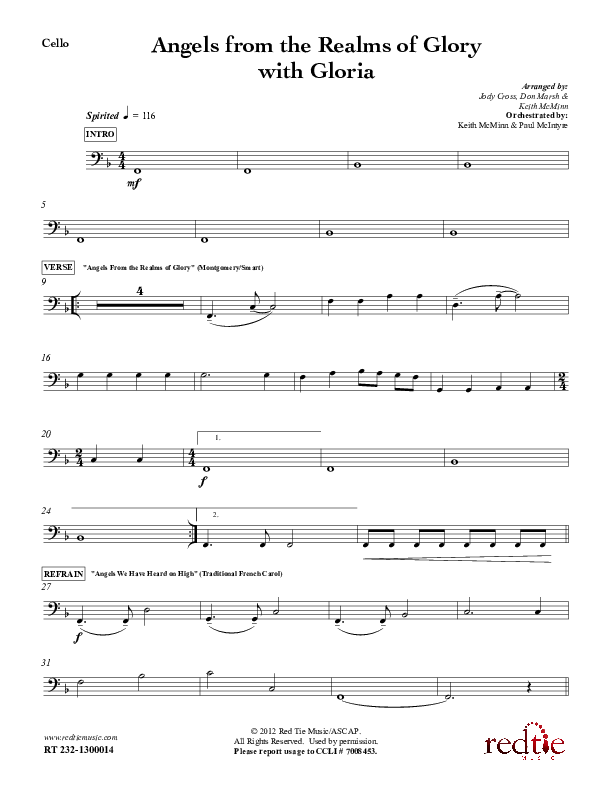 Angels From The Realms Of Glory with Gloria Cello (Red Tie Music)