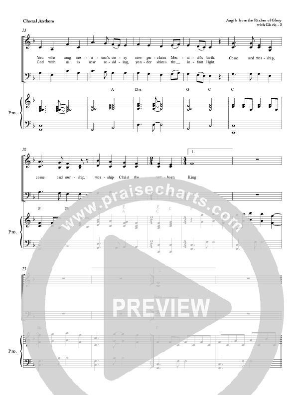Angels From The Realms Of Glory with Gloria Choir Sheet (SATB) (Red Tie Music)