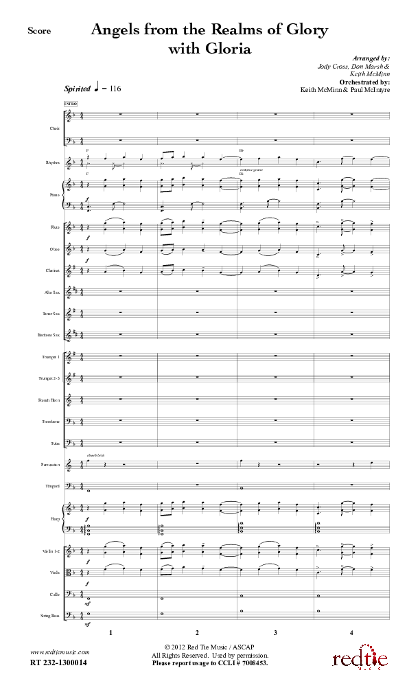 Angels From The Realms Of Glory with Gloria Conductor's Score (Red Tie Music)