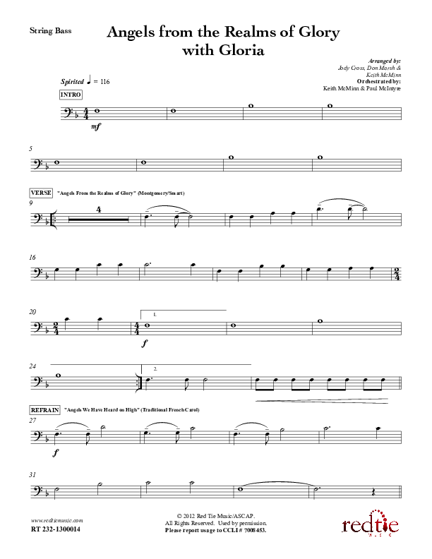 Angels From The Realms Of Glory with Gloria Double Bass (Red Tie Music)