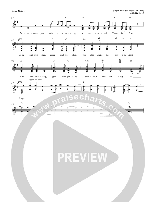Angels From The Realms Of Glory with Gloria Lead Sheet (Red Tie Music)