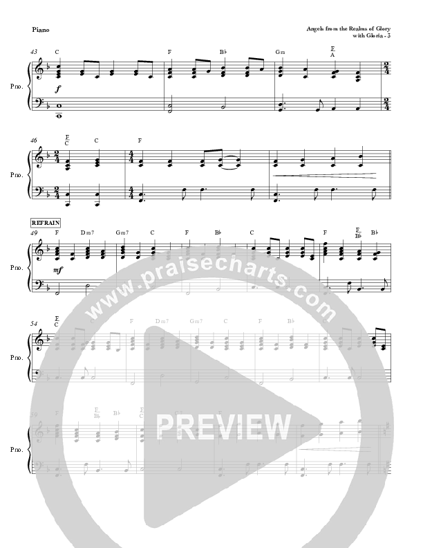 Angels From The Realms Of Glory with Gloria Piano Sheet (Red Tie Music)