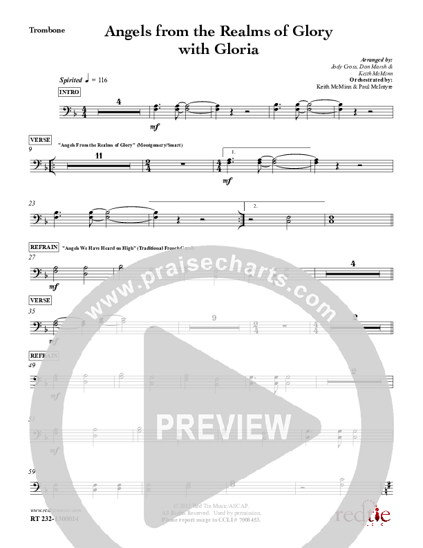 Angels From The Realms Of Glory with Gloria Trombone (Red Tie Music)