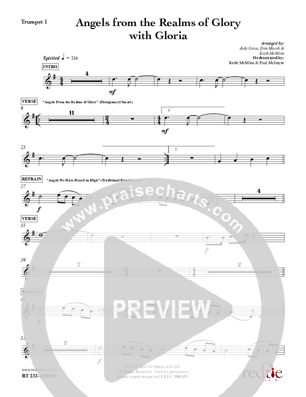 Angels From The Realms Of Glory with Gloria Trumpet 1 (Red Tie Music)