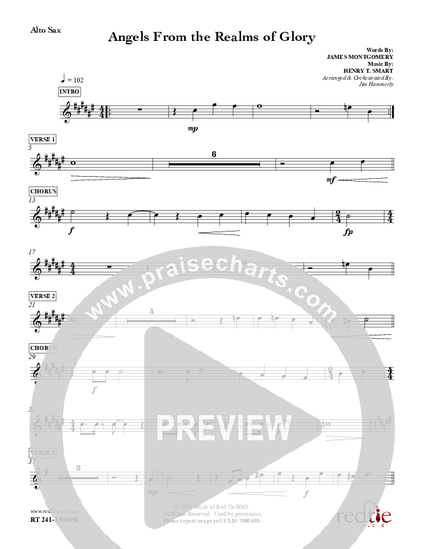 Angels From The Realms Of Glory Alto Sax (Red Tie Music)