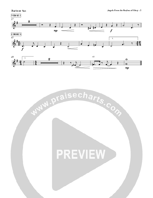 Angels From The Realms Of Glory Bari Sax (Red Tie Music)