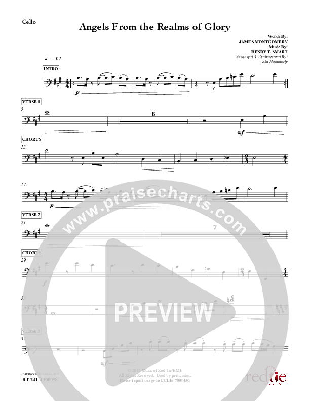 Angels From The Realms Of Glory Cello (Red Tie Music)
