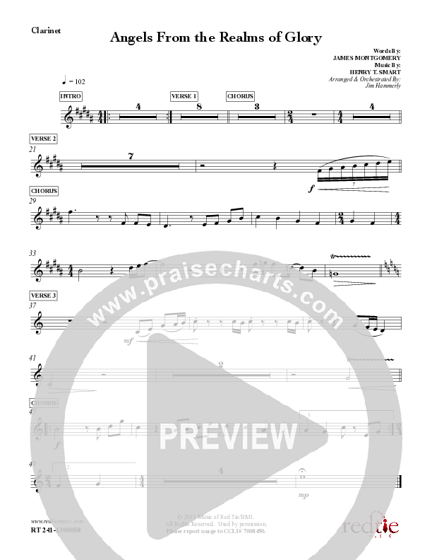 Angels From The Realms Of Glory Clarinet (Red Tie Music)