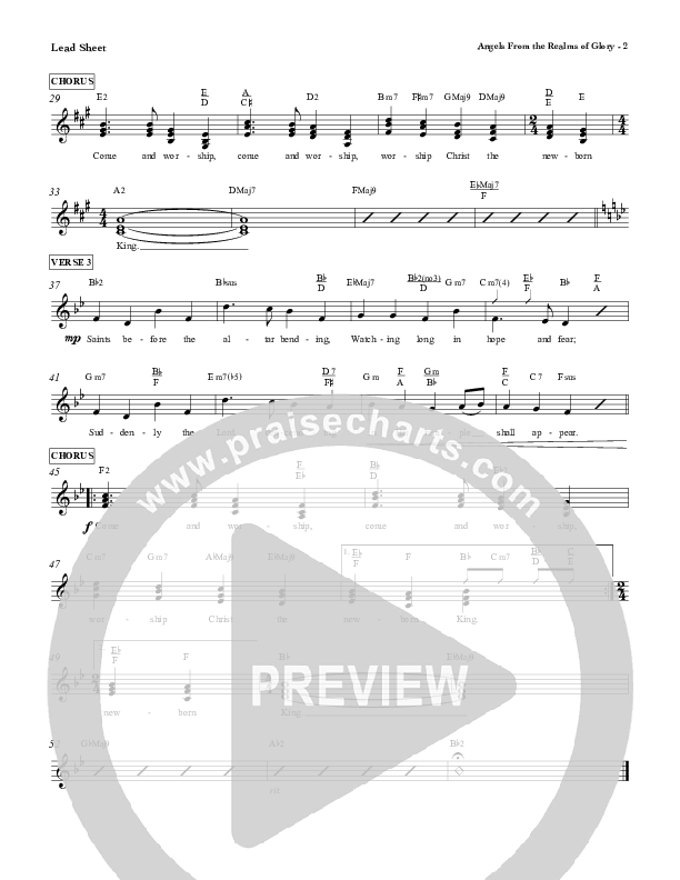 Angels From The Realms Of Glory Lead Sheet (Red Tie Music)