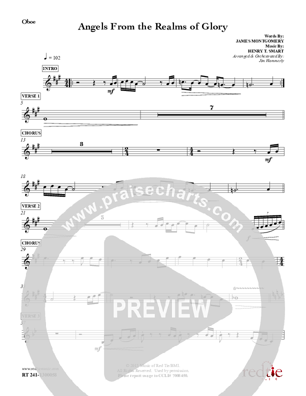 Angels From The Realms Of Glory Oboe (Red Tie Music)