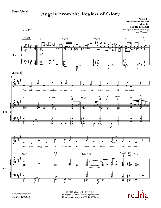 Angels From The Realms Of Glory Piano/Vocal (Red Tie Music)
