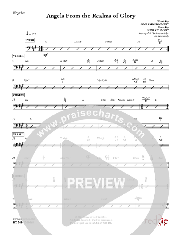 Angels From The Realms Of Glory Rhythm Chart (Red Tie Music)