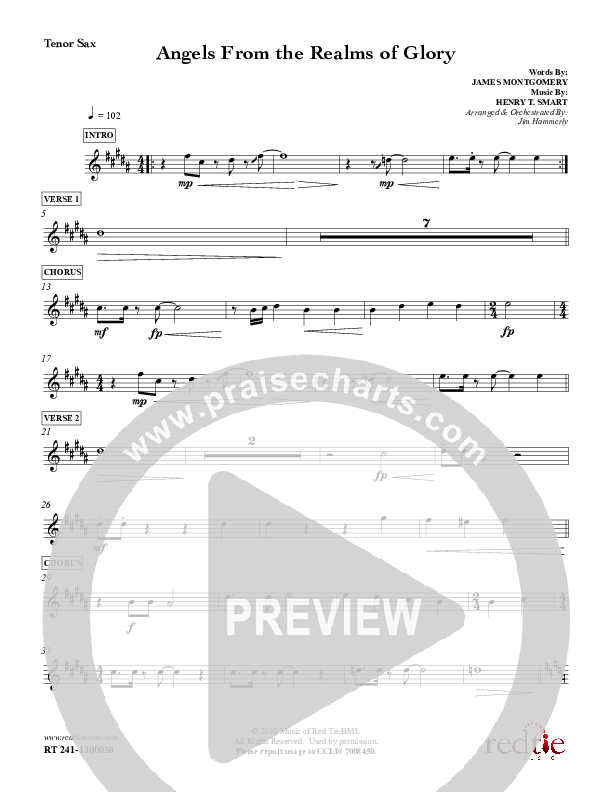 Angels From The Realms Of Glory Tenor Sax 2 (Red Tie Music)