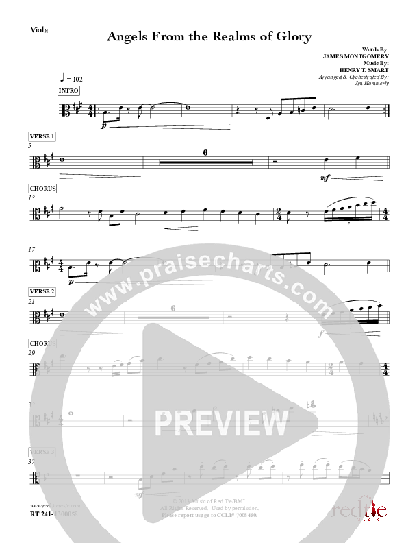 Angels From The Realms Of Glory Viola (Red Tie Music)