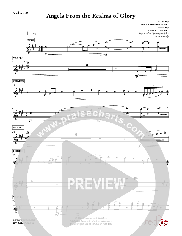 Angels From The Realms Of Glory Violin 1/2 (Red Tie Music)