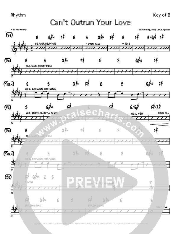 Can't Outrun Your Love Rhythm Chart (Seth Condrey)