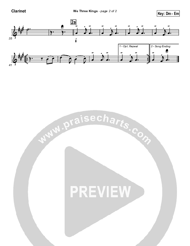 We Three Kings Clarinet 1,2 (Traditional Carol / PraiseCharts)