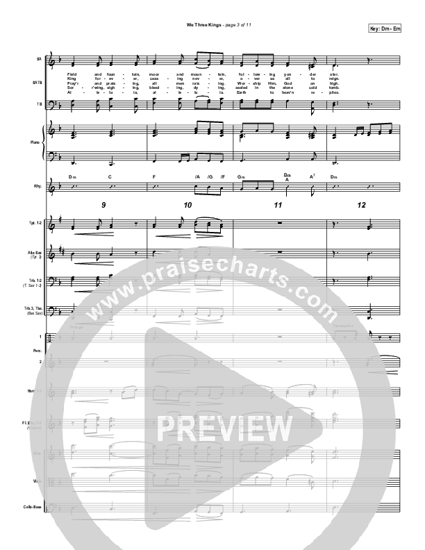 We Three Kings Conductor's Score (Traditional Carol / PraiseCharts)