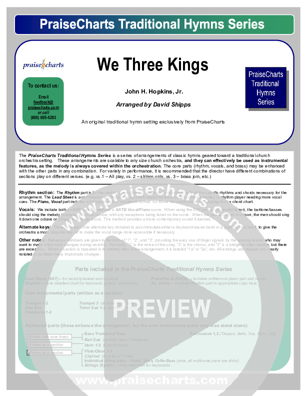 We Three Kings Orchestration (Traditional Carol / PraiseCharts)