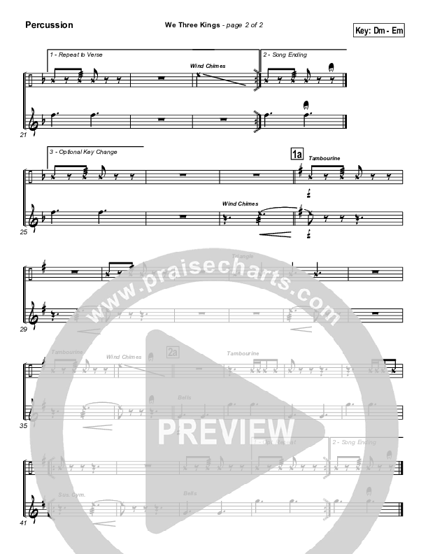 We Three Kings Percussion (Traditional Carol / PraiseCharts)