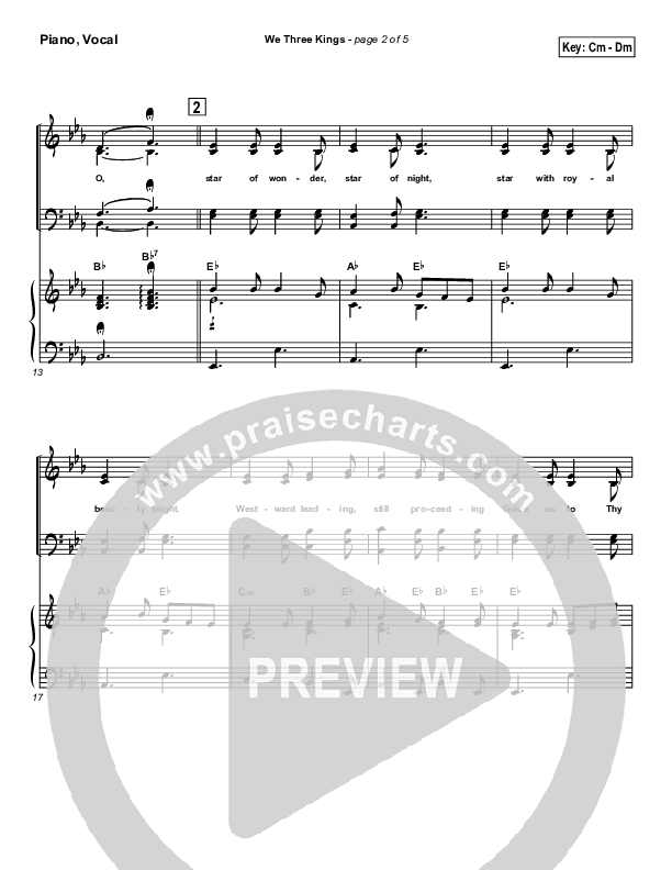 We Three Kings Piano/Vocal (Traditional Carol / PraiseCharts)
