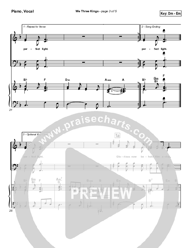 We Three Kings Piano/Vocal Pack (Traditional Carol / PraiseCharts)