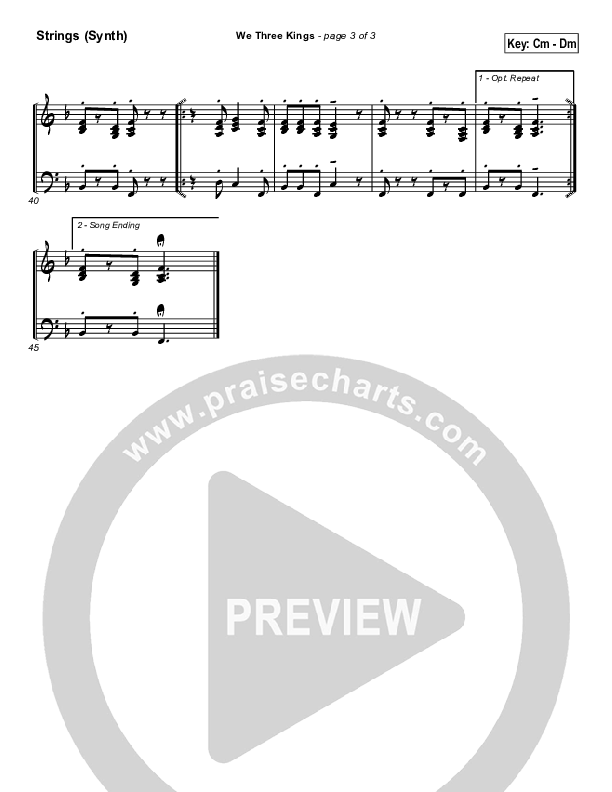 We Three Kings Synth Strings (Traditional Carol / PraiseCharts)