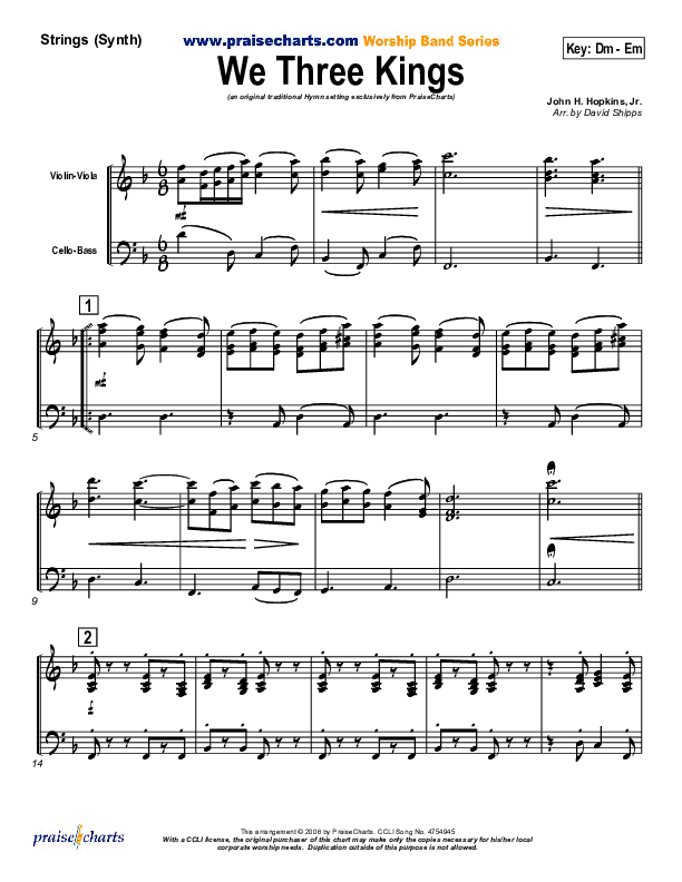 We Three Kings String Pack (Traditional Carol / PraiseCharts)