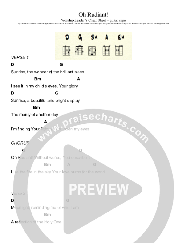 Oh Radiant Chords & Lyrics (Seth Condrey)