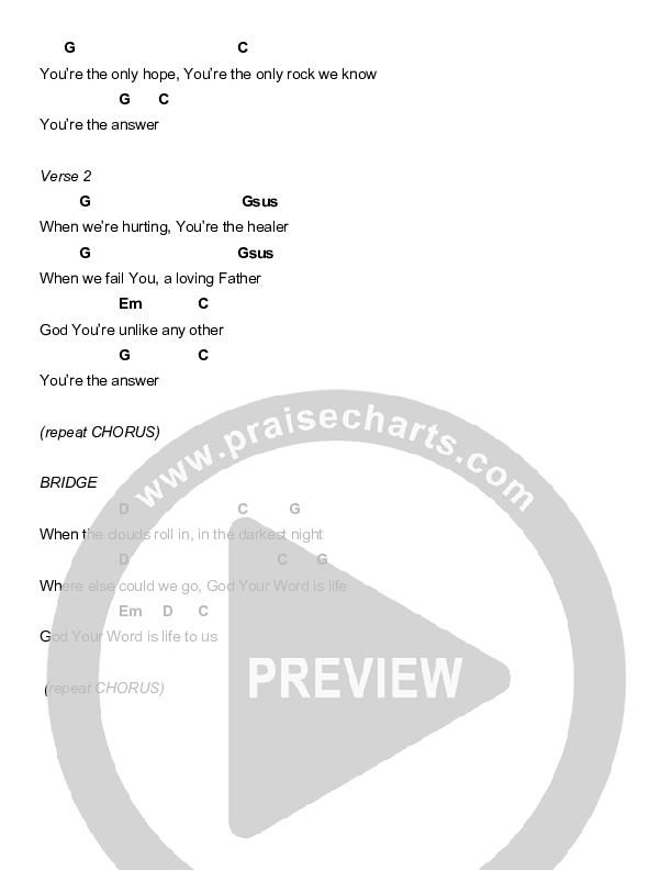 The Answer Chords & Lyrics (Seth Condrey)
