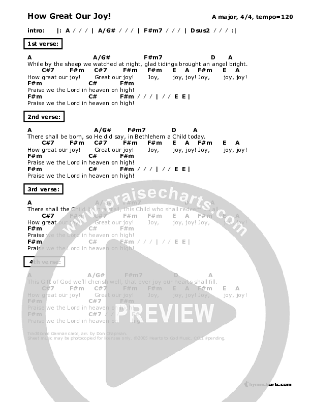 How Great Our Joy Chord Chart (Don Chapman)