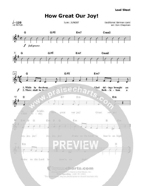 How Great Our Joy Lead Sheet (Don Chapman)