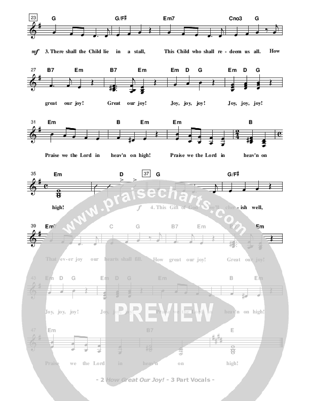 How Great Our Joy Lead Sheet (SAT) (Don Chapman)