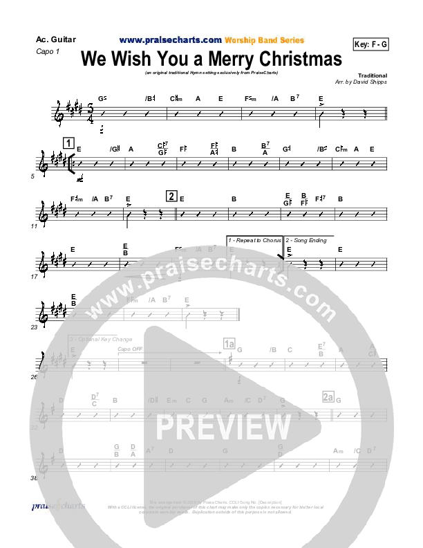 We Wish You A Merry Christmas Acoustic Guitar (Traditional Carol / PraiseCharts)