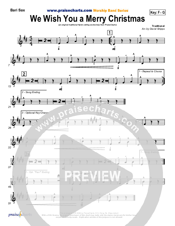 We Wish You A Merry Christmas Bari Sax (Traditional Carol / PraiseCharts)