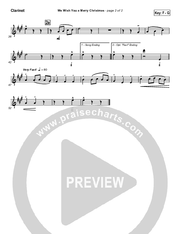 We Wish You A Merry Christmas Clarinet (Traditional Carol / PraiseCharts)