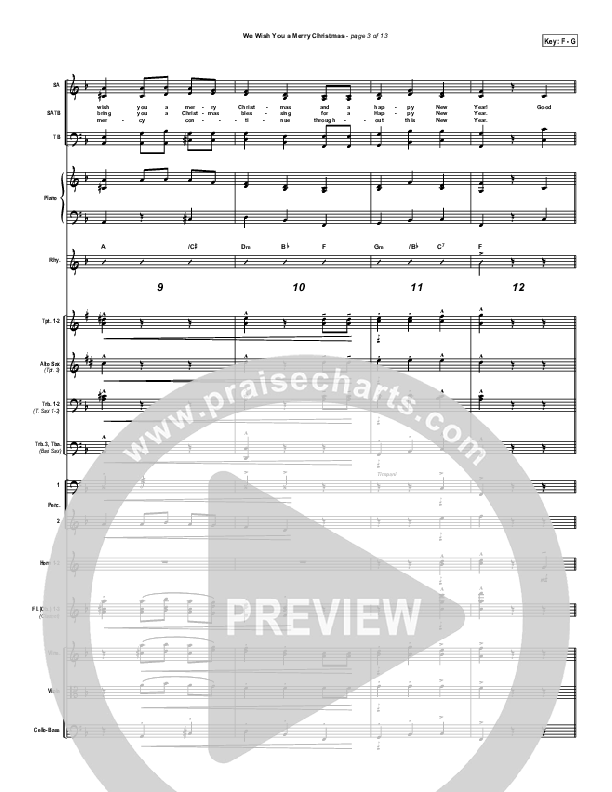 We Wish You A Merry Christmas Conductor's Score (Traditional Carol / PraiseCharts)
