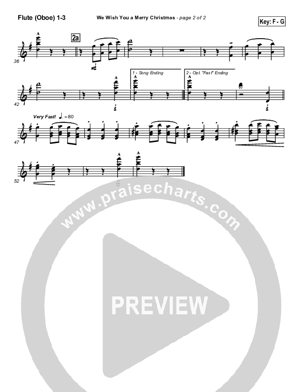 We Wish You A Merry Christmas Flute/Oboe 1/2/3 (Traditional Carol / PraiseCharts)