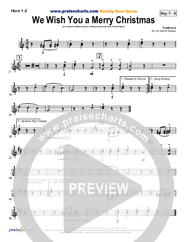 We Wish You A Merry Christmas French Horn 1/2 (Traditional Carol / PraiseCharts)