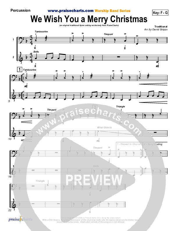 We Wish You A Merry Christmas Percussion (Traditional Carol / PraiseCharts)