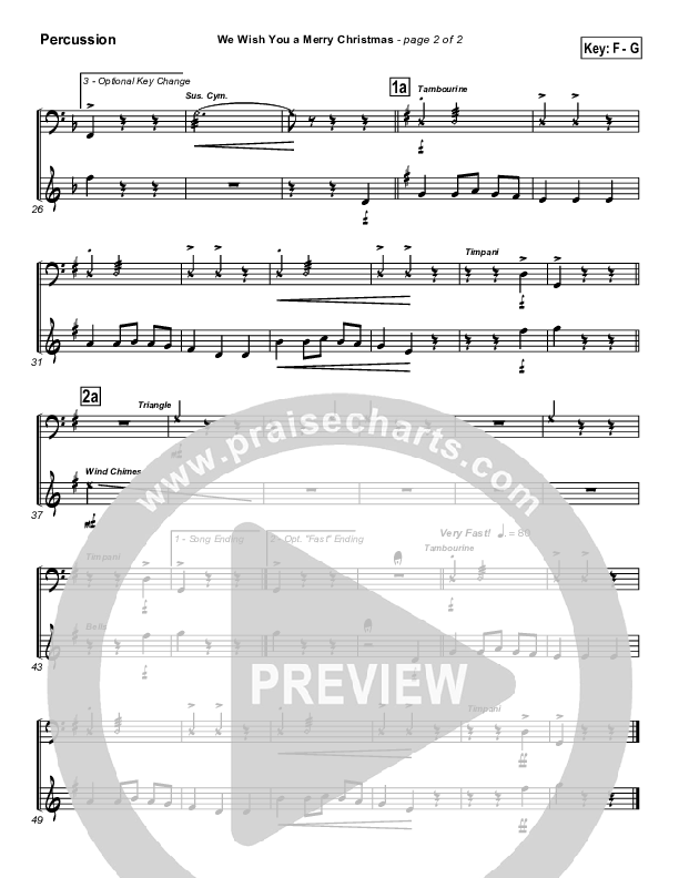 We Wish You A Merry Christmas Percussion (Traditional Carol / PraiseCharts)
