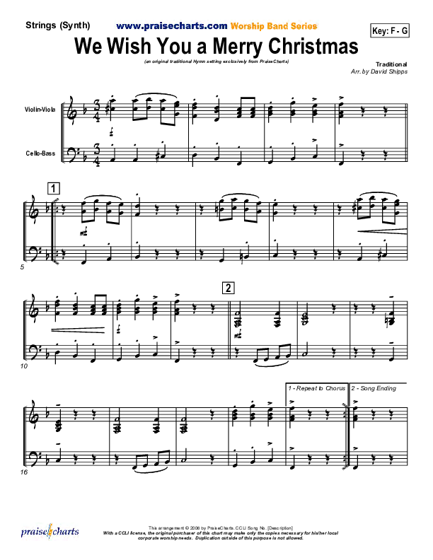 We Wish You A Merry Christmas Synth Strings (Traditional Carol / PraiseCharts)