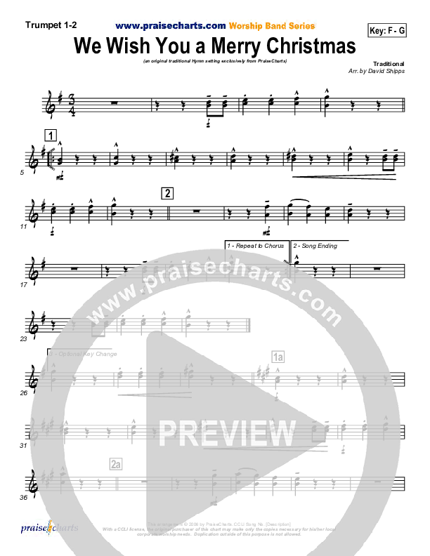 We Wish You A Merry Christmas Trumpet 1,2 (Traditional Carol / PraiseCharts)