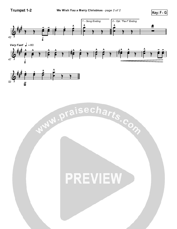 We Wish You A Merry Christmas Trumpet 1,2 (Traditional Carol / PraiseCharts)